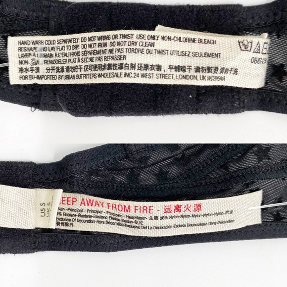 Free People Celeste Stars Sheer Mesh Lace O Ring Bralette BLACK Size Small NEW - Picture 14 of 14